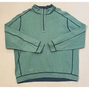 Tommy Bahama Flip Coast 1/4 Zip Reversible Sweatshirt Mens XL Teal & Blue *read*